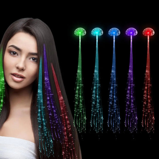 20 PCS LED Hair Light Up Clips LED Hairpins Clips Barrettes for Girl and Women Multicolor Light Up Fiber Optic Hair Braid Party Supplies for Halloween Christmas Glowing Party Bar Dancing
