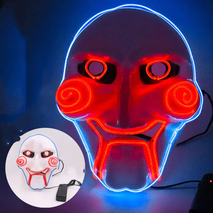 Halloween Theme LED Saw Mask for Scary Party Decor