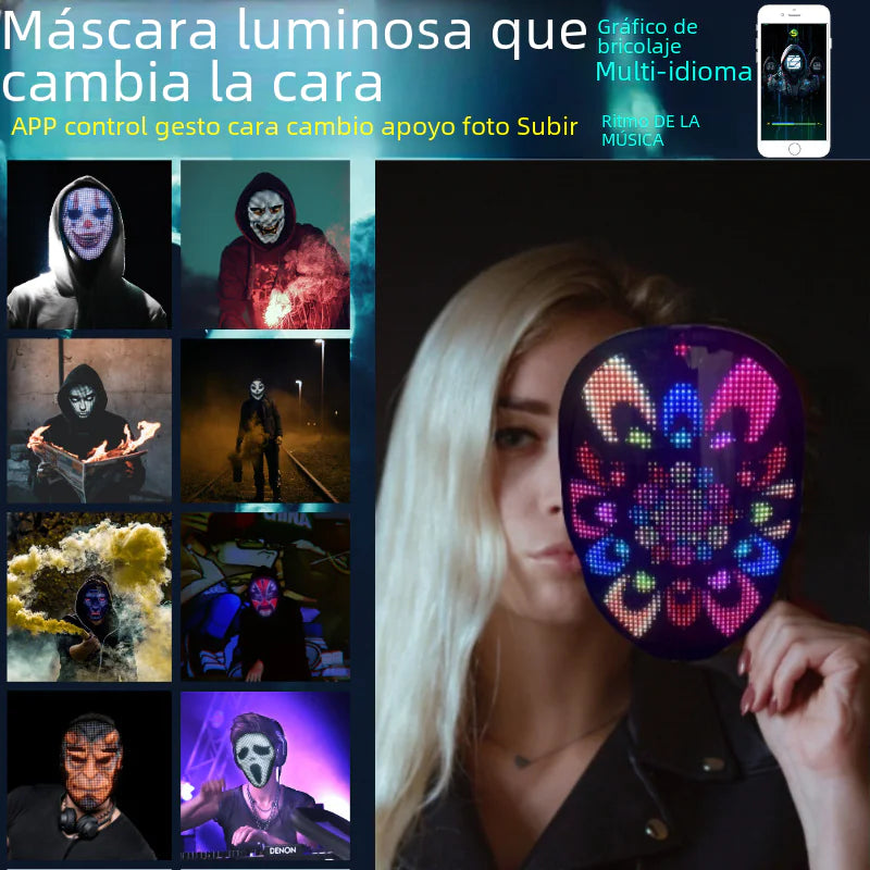 Colorful LED Halloween Mask for Parties and Events