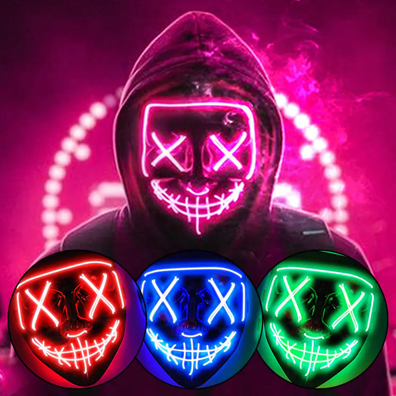 LED Neon Halloween Mask for Cosplay Costume